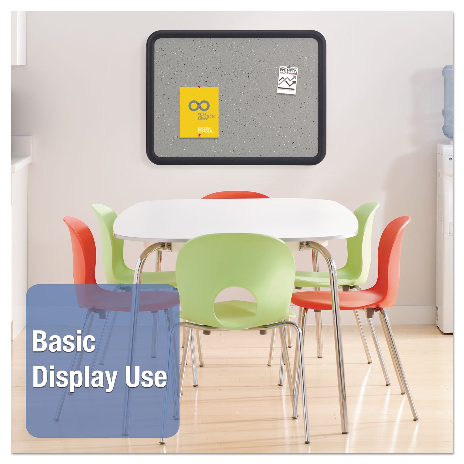 Quartet Contour Bulletin Board - 24" Board Height x 36" Board Width - Faux Granite Surface - Self-healing, Durable - Black Frame - 1 Each