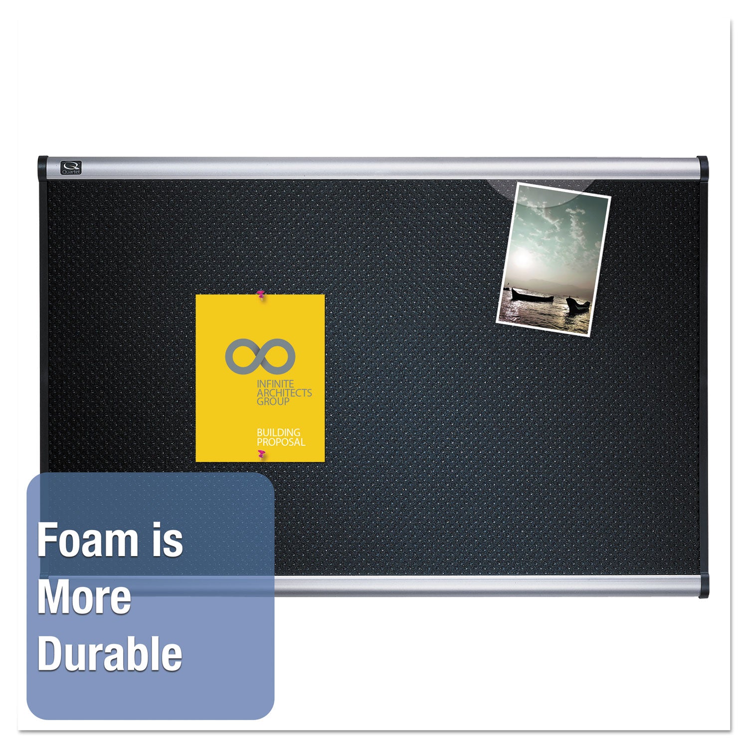 36" Board Height x 48" Board Width - Black Foam Surface - Self-healing - Silver Aluminum Frame - 1 Each