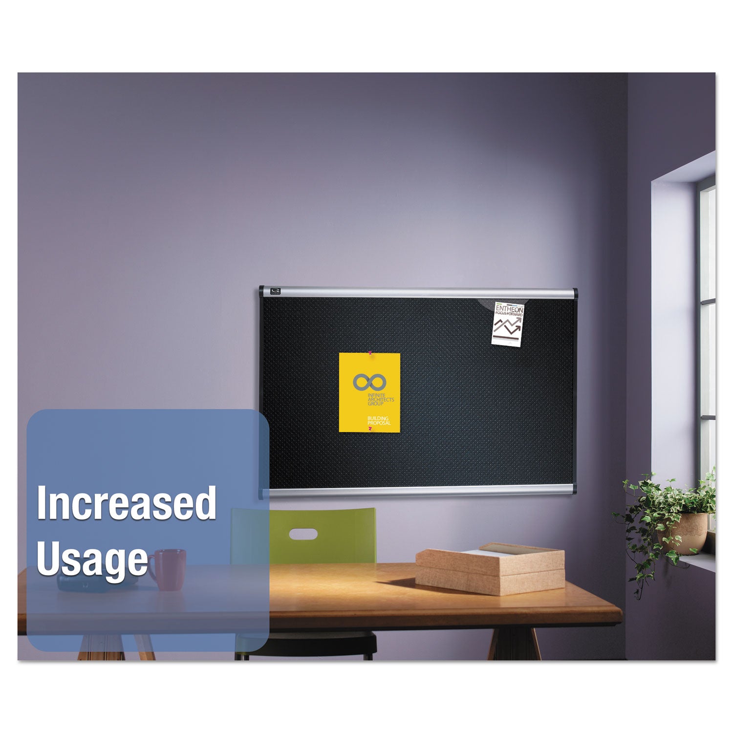 36" Board Height x 48" Board Width - Black Foam Surface - Self-healing - Silver Aluminum Frame - 1 Each