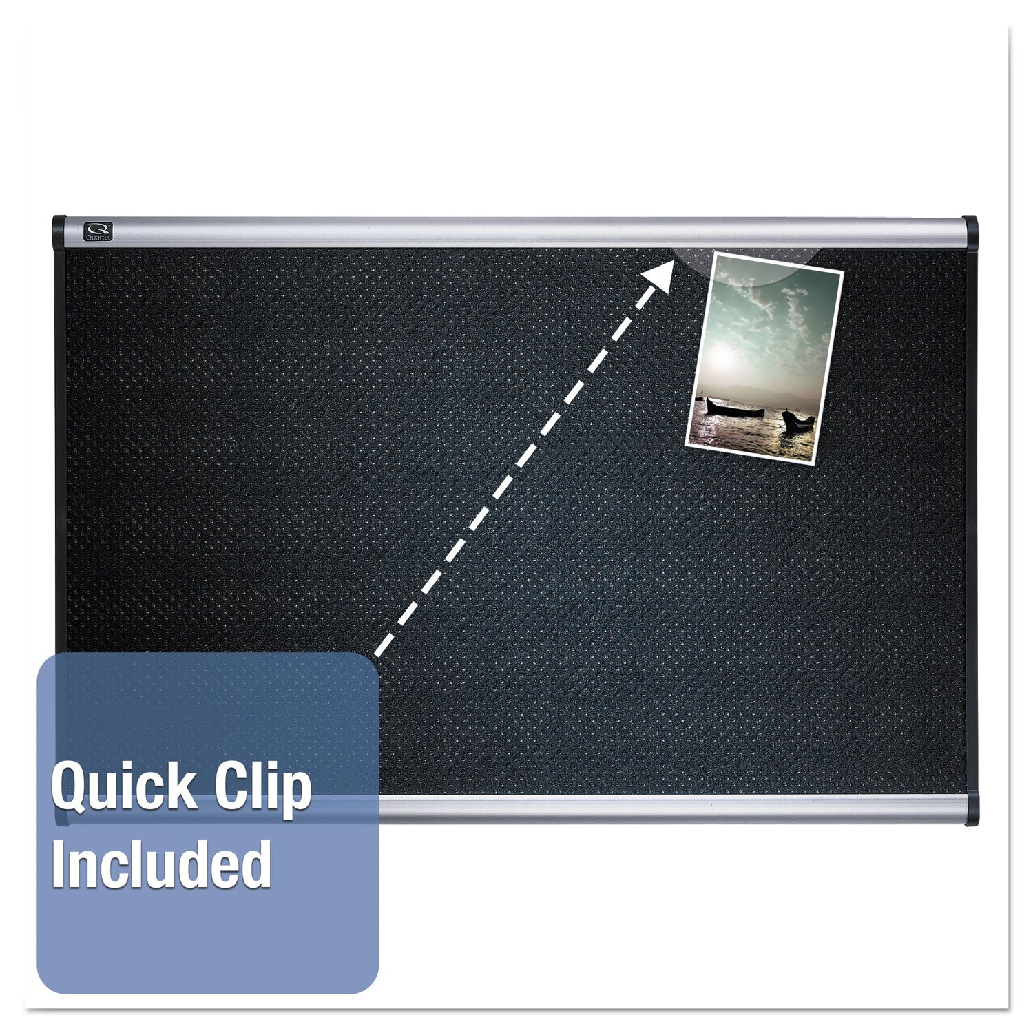 Quartet Prestige Embossed Bulletin Board - 24" Board Height x 36" Board Width - Black Foam Surface - Self-healing - Silver Aluminum Frame - 1 Each