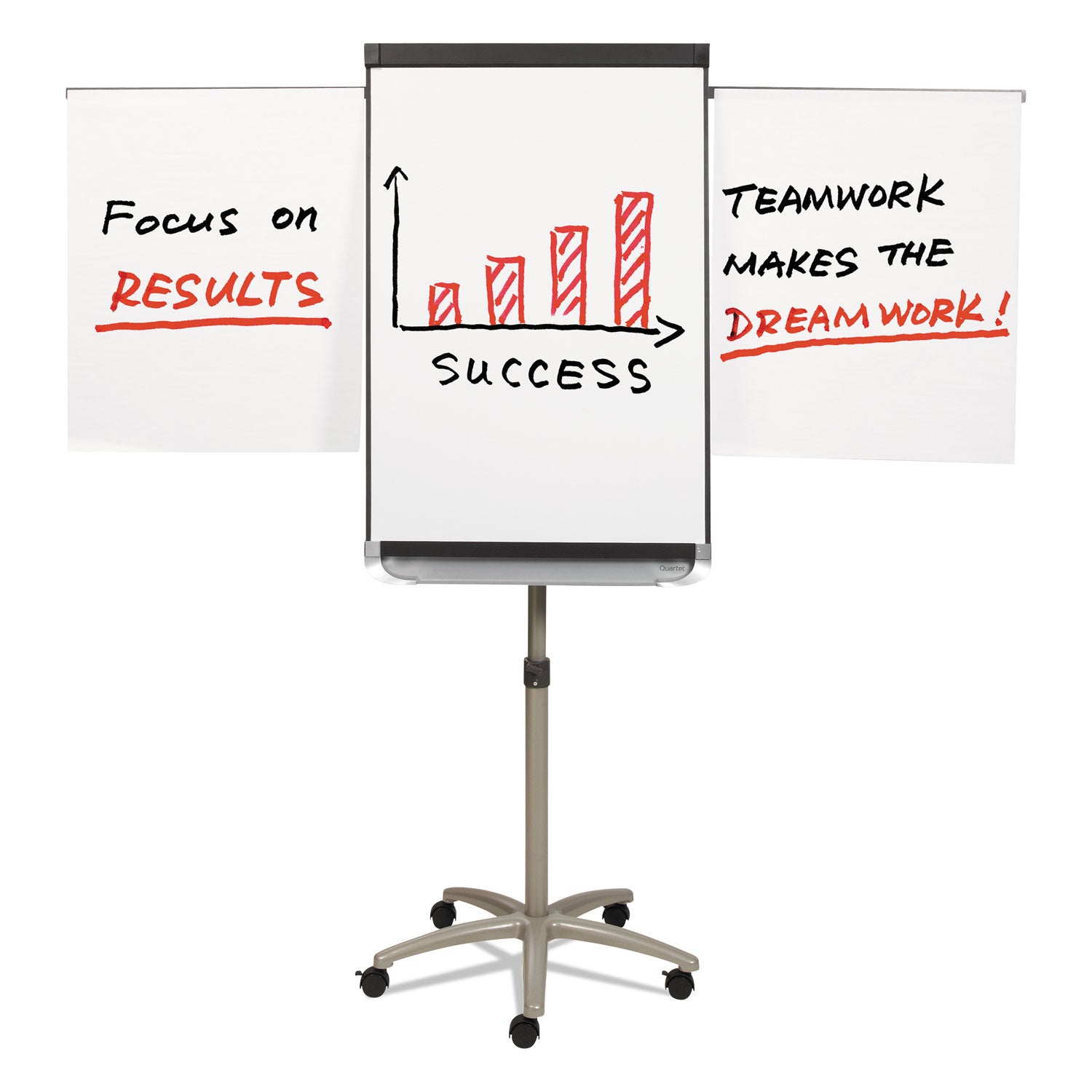 Quartet Prestige 2 Mobile Presentation Easel, 24" x 36", White Painted Steel Surface, Graphite Aluminum Frame, Vertical, Magnetic, Includes 1 Easel, Flip Chart Holder, 4 Dry Erase Markers, 2 Magnets