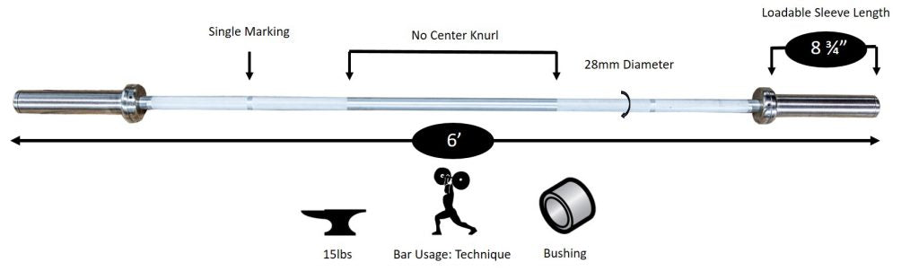 International "Ultra-Lite" 6' Aluminum Bar - 150 LB Test - 28 mm