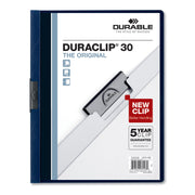 DURABLE DURACLIP Letter Report Cover - 8 1/2" x 11" - 30 Sheets Capacity - 1 Fastener(s) - Vinyl - Navy - 1 Each