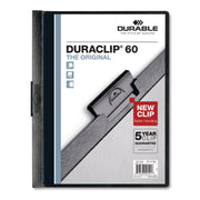 DURABLE DURACLIP Letter Report Cover - 8 1/2" x 11" - 60 Sheets Capacity - Vinyl, Steel - Black - 1 Each