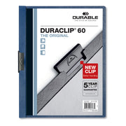 DURABLE DURACLIP Letter Report Cover - 8 1/2" x 11" - 60 Sheets Capacity - 1 Fastener(s) - Vinyl - Dark Blue - 25 / Box