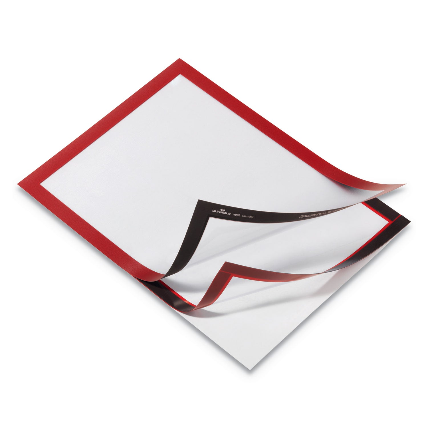 DURABLE Duraframe Magnetic Self-adhesive Frame, 8.5" x 11", Rectangle, Dual-sided, Magnetic, Self-adhesive, Red, 1 Each