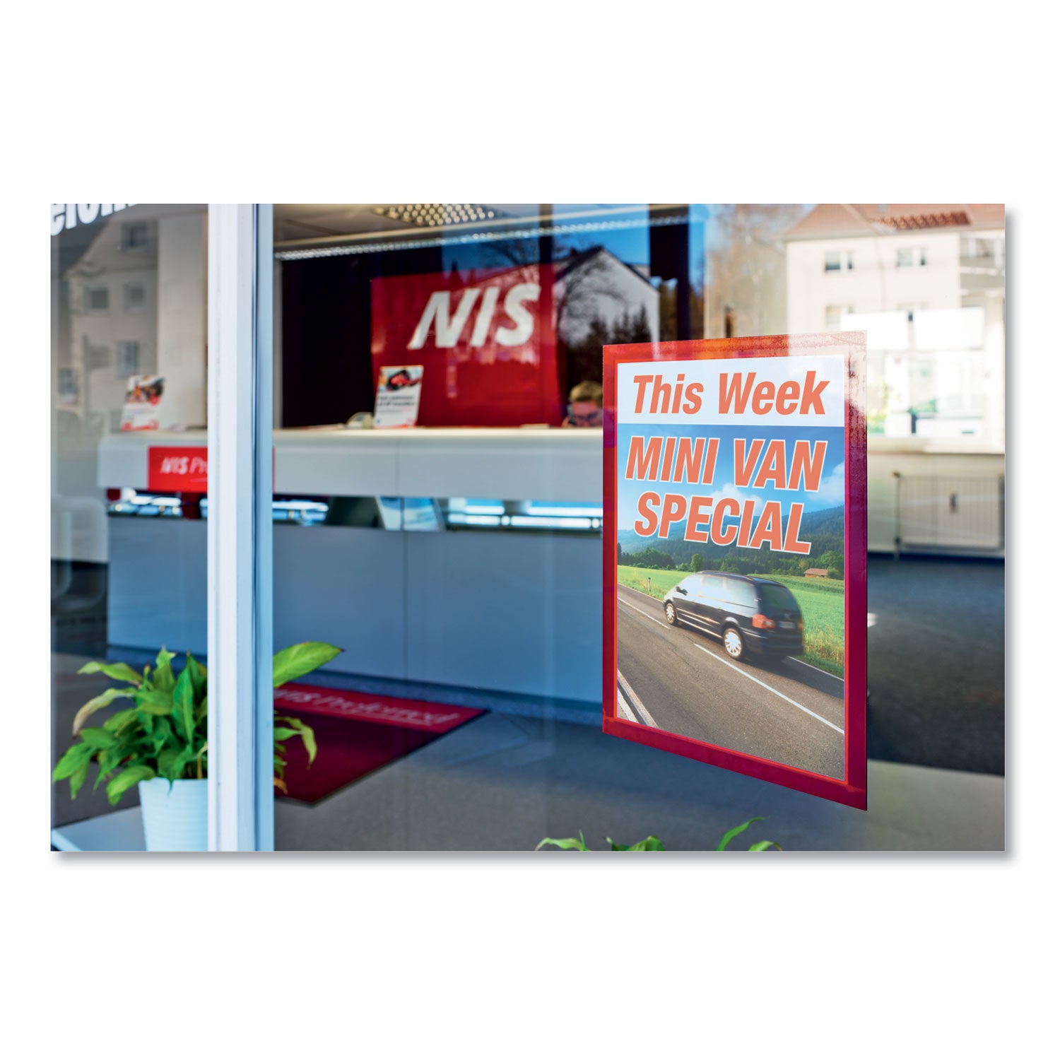DURABLE Duraframe Magnetic Self-adhesive Frame, 8.5" x 11", Rectangle, Dual-sided, Magnetic, Self-adhesive, Red, 1 Each