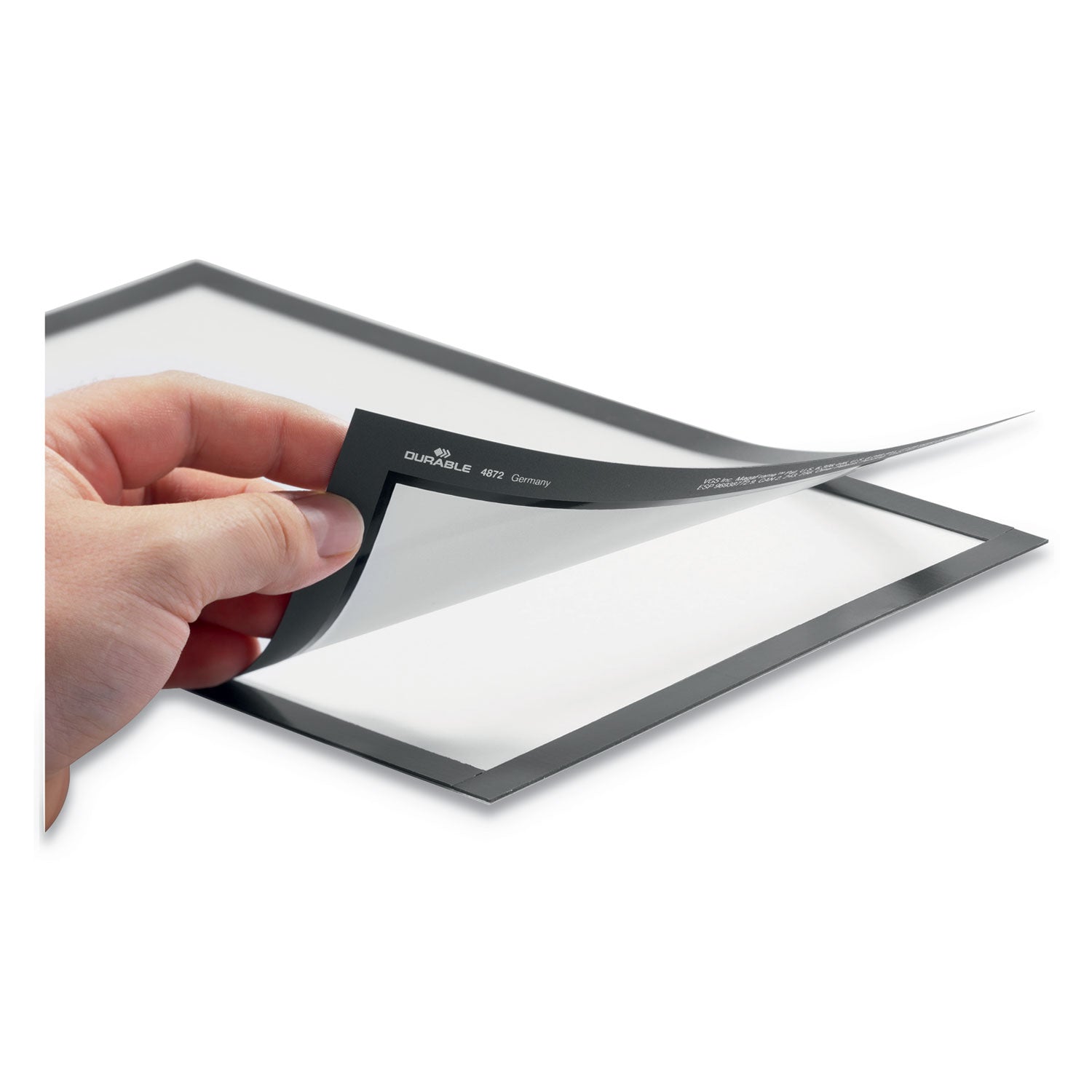 DURABLE Duraframe Magnetic Self-adhesive Frame, 8.5" x 11", Rectangle, Dual-sided, Magnetic, Self-adhesive, Red, 1 Each