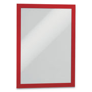 DURABLE Duraframe Magnetic Self-adhesive Frame, 8.5" x 11", Rectangle, Dual-sided, Magnetic, Self-adhesive, Red, 1 Each