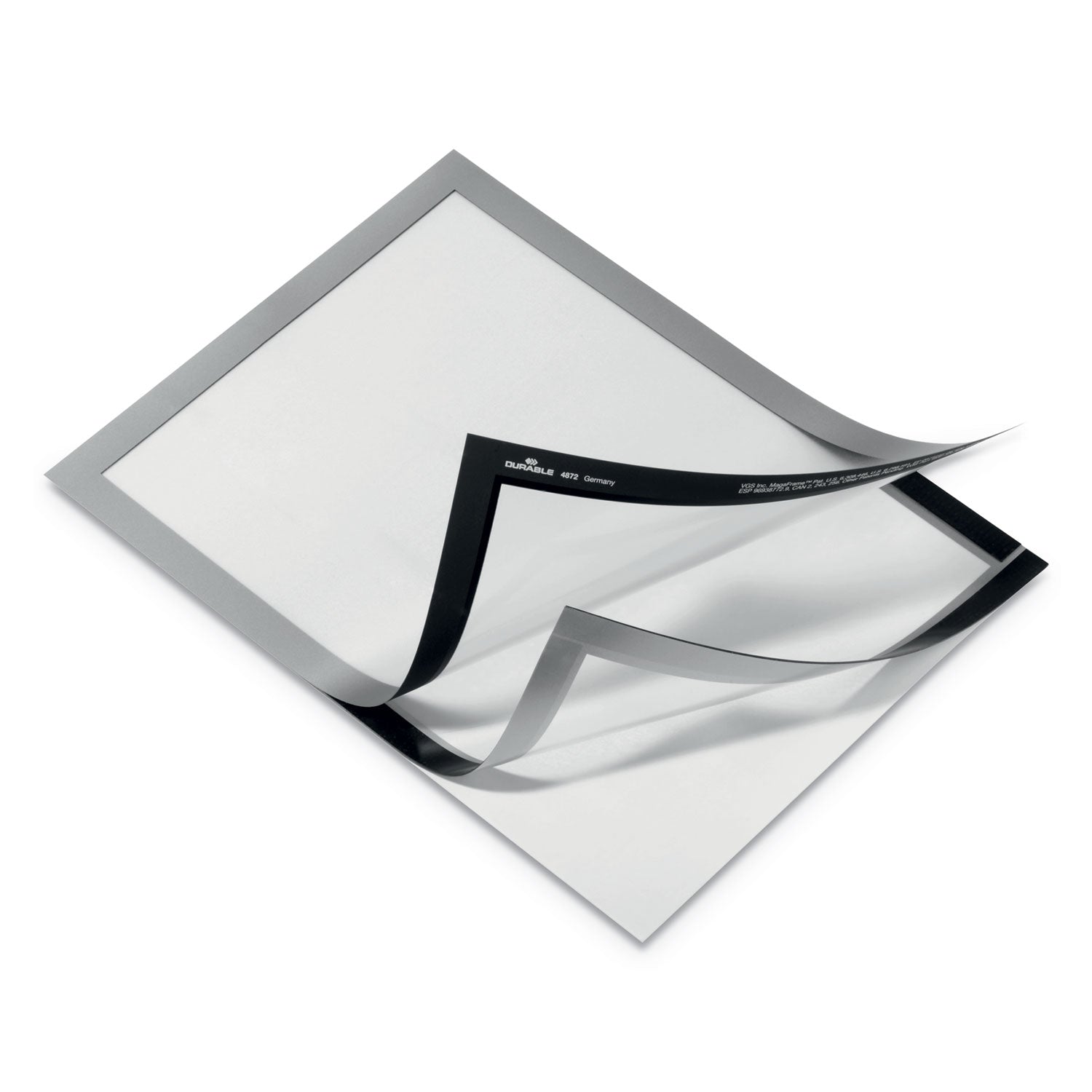 DURABLE Duraframe Magnetic Self-adhesive Frame, 11" x 8.5", Rectangle, Horizontal/Vertical, Dual-sided, Sturdy, Silver, 2/Pack