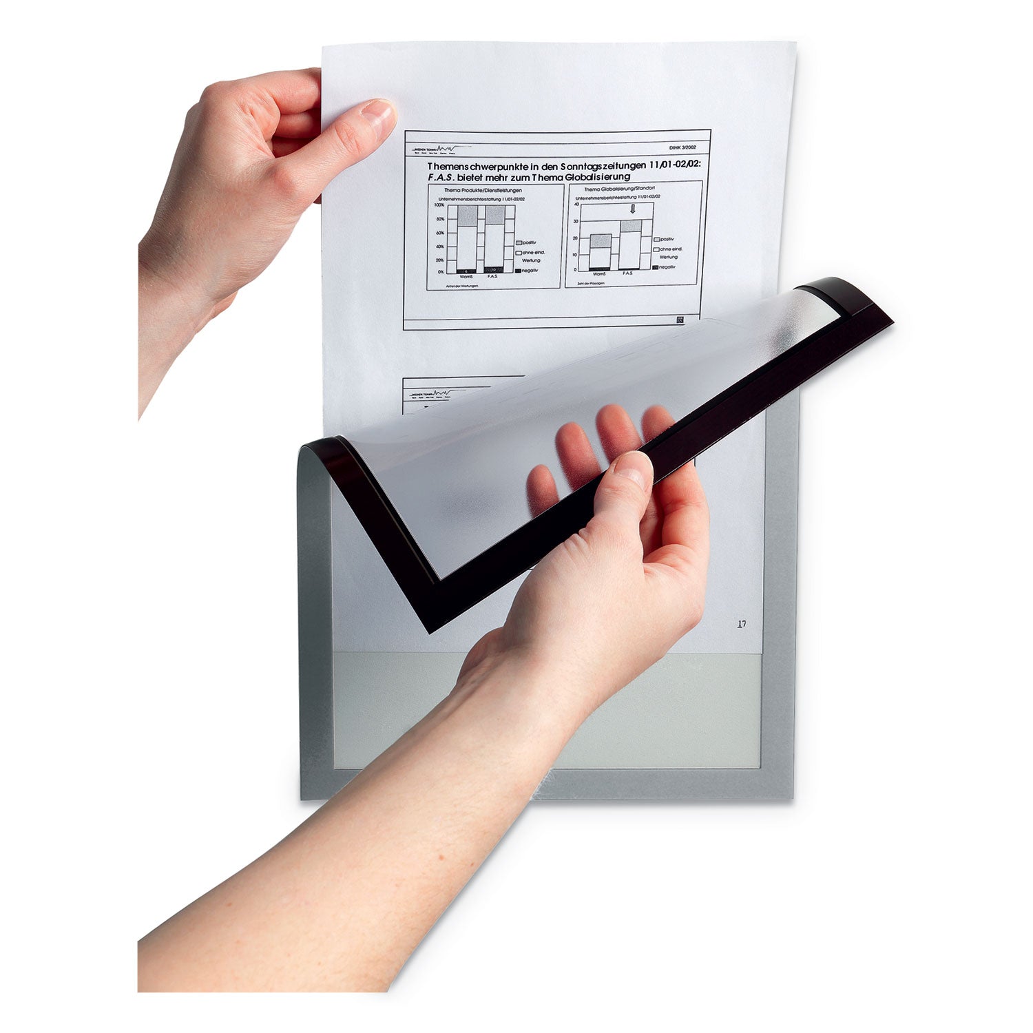 DURABLE DURAFRAME Document Frame - Holds 8.50" x 11" Insert - Rectangle - Surface - Horizontal, Vertical - Sturdy, Magnetic, Self-adhesive - Silver - 2 / Pack