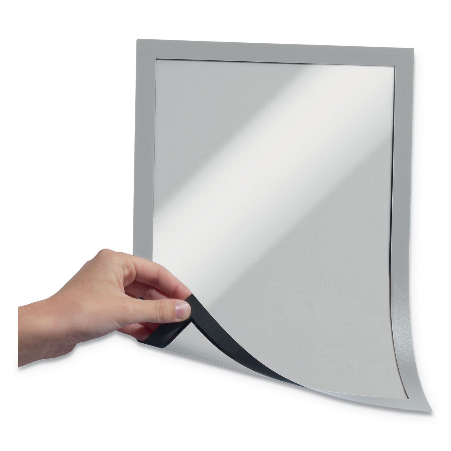 DURABLE DURAFRAME Document Frame - Holds 8.50" x 11" Insert - Rectangle - Surface - Horizontal, Vertical - Sturdy, Magnetic, Self-adhesive - Silver - 2 / Pack