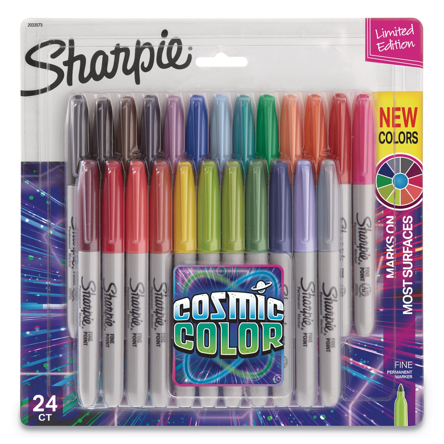 Permanent Markers, Fine Point, Cosmic Color, 24 Count