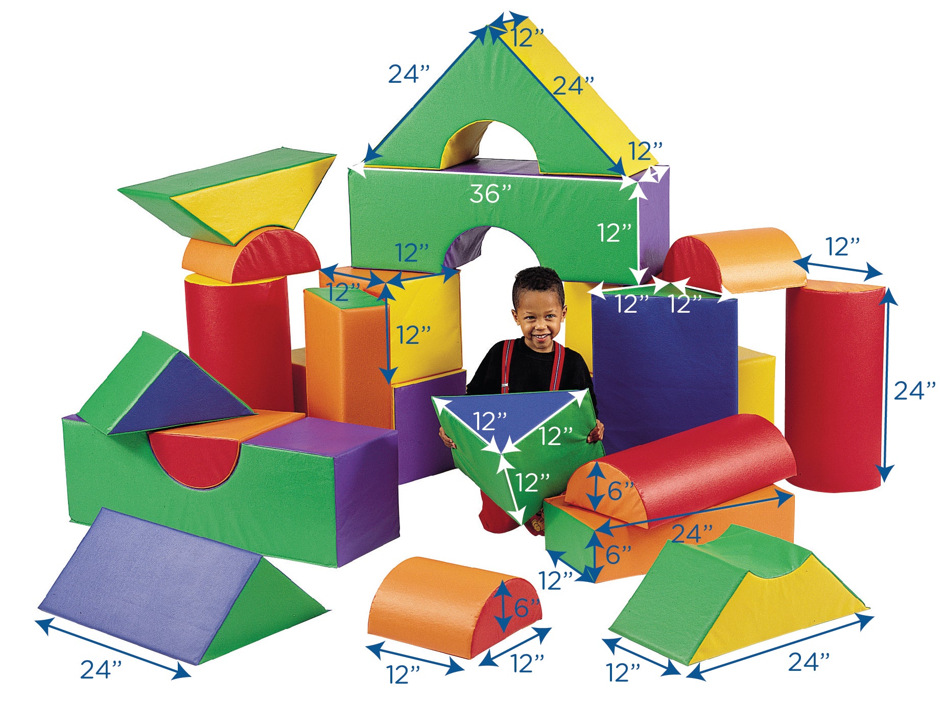12" Module Blocks - Set of 35 (Set A and B) - Rainbow