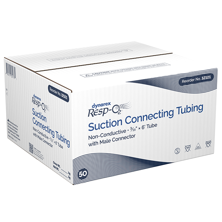 Suction Connecting Tubing w/ Male Connector, Non-Conductive, 3/16" x 6' Tube, 50/cs