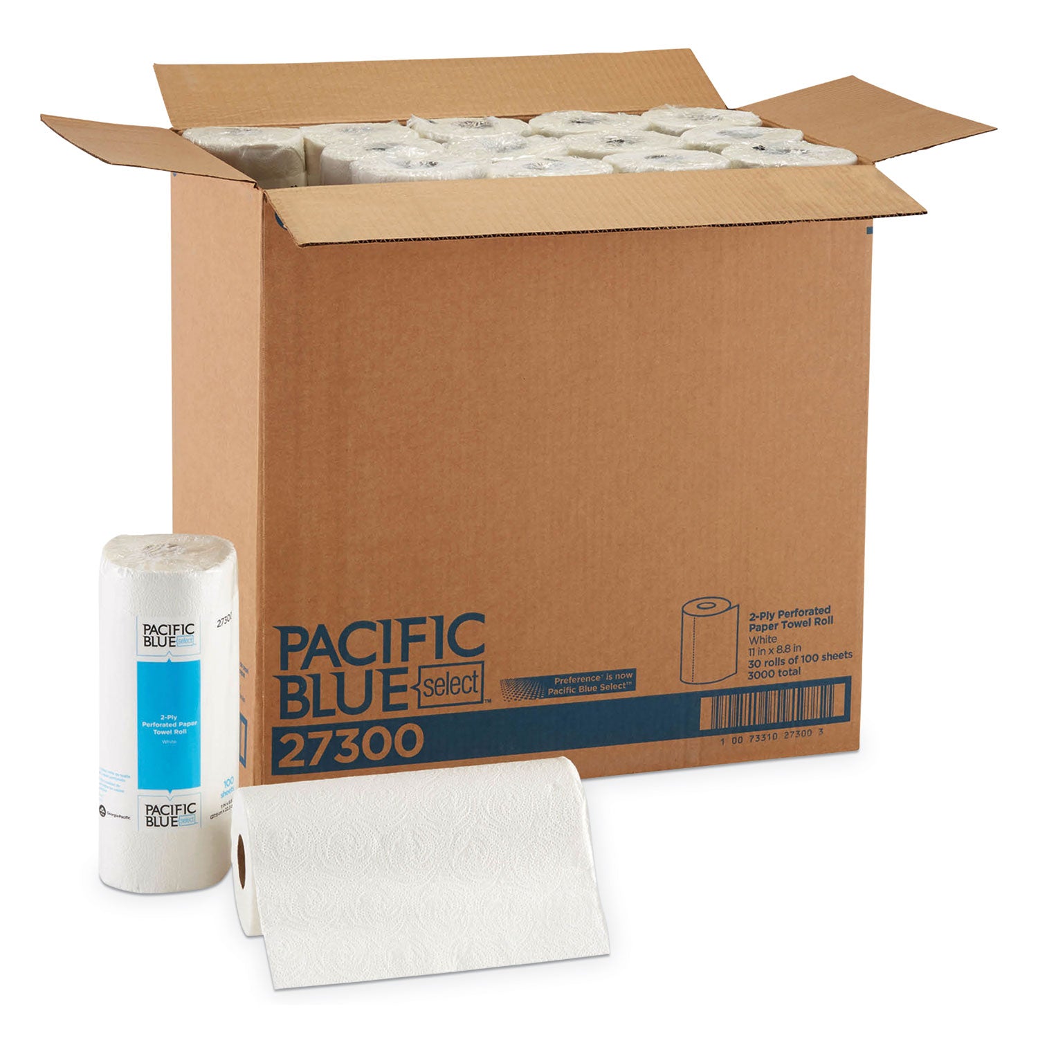 2 Ply - 11" Width x 8.80" Length - 100 Sheets/Roll - 4.80" Roll Diameter - 1 5/8" Core - White - Paper - 1 Roll