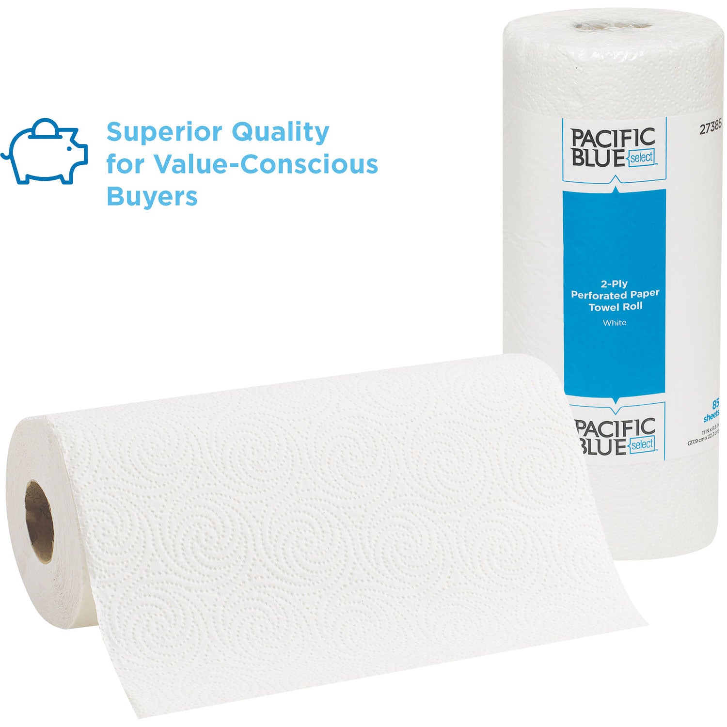 Pacific Blue Select Perforated Paper Towel Roll - 2 Ply - 8.80" Width x 11" Length - 85 Sheets/Roll - White - 1 Roll
