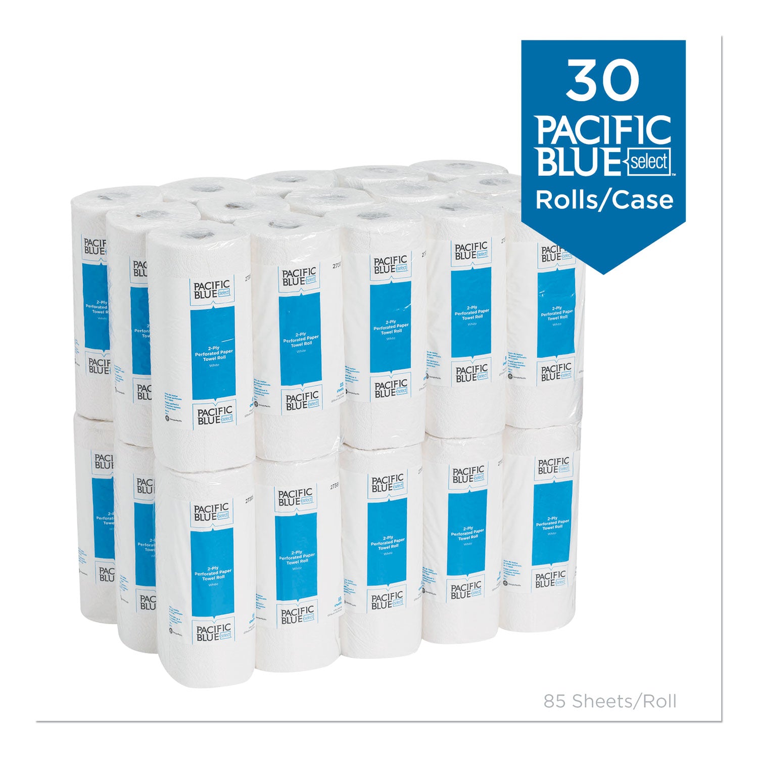 Pacific Blue Select Perforated Paper Towel Roll - 2 Ply - 8.80" Width x 11" Length - 85 Sheets/Roll - White - 1 Roll