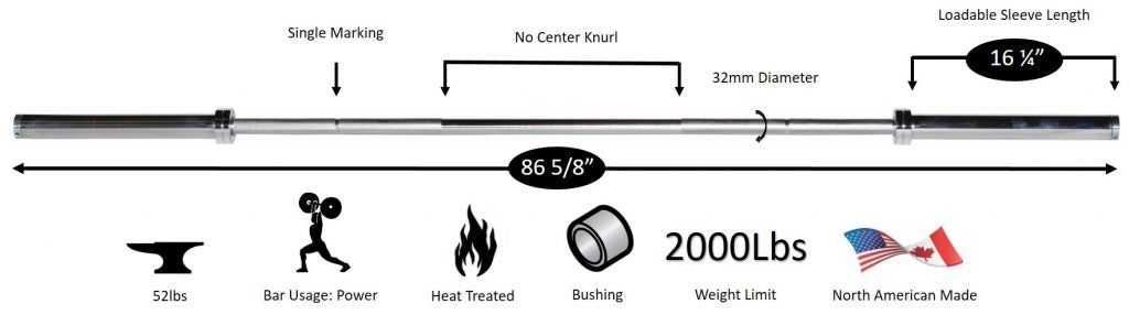 7' North American Chrome Bar 2000 LB Test - 32 mm
