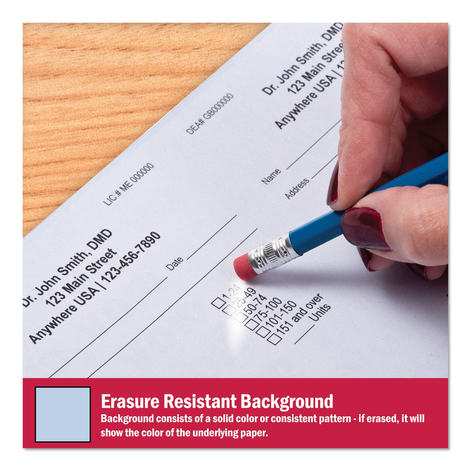 DocuGard Advanced Medical Security Paper - Letter - 8 1/2" x 11" - 24 lb Basis Weight - Tamper Resistant, Watermarked, CMS Approved - Blue - 500 / Ream