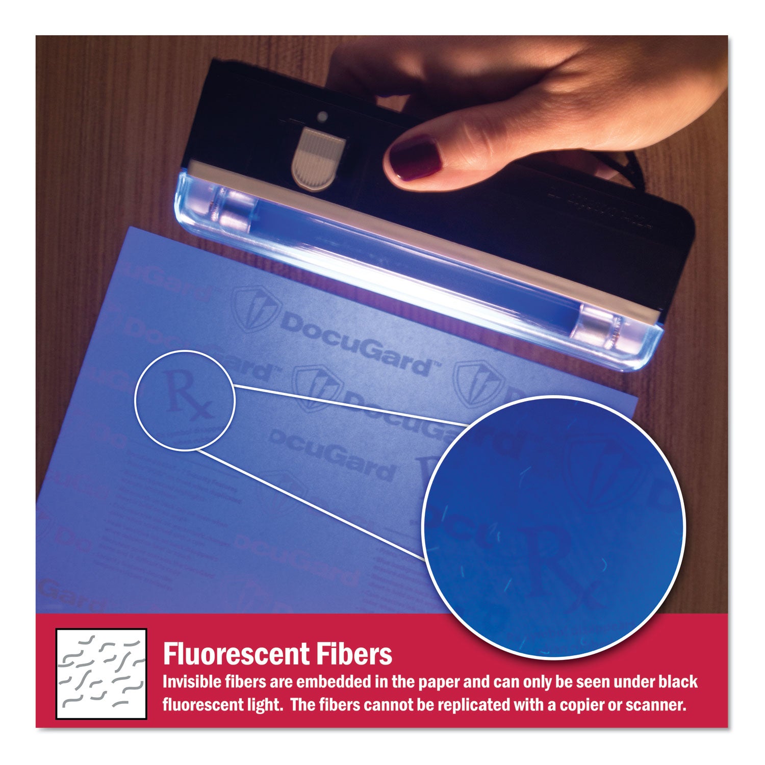 Letter - 8 1/2" x 11" - 24 lb Basis Weight - Tamper Resistant, Watermarked, Chemical Reactive, CMS Approved - Blue - 500 / Ream