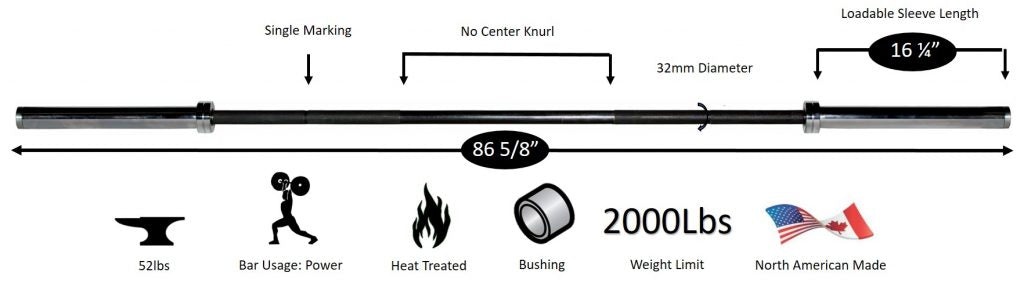 7' North American Black Oxide Bar 2000 LB Test - 32 mm