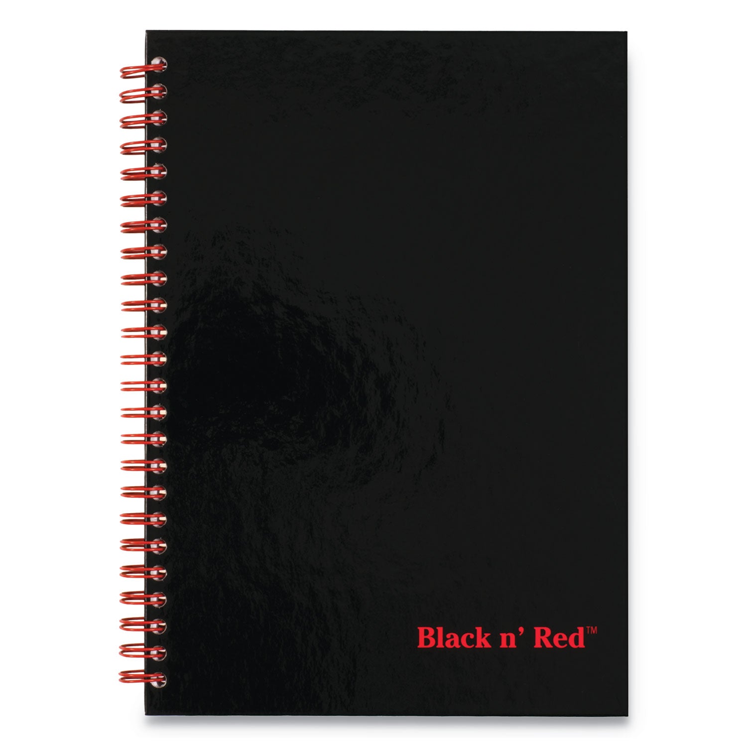 Black n' Red Hardcover Business Notebook - 70 Sheets - Twin Wirebound - Ruled Front Ruling x 9.9" Width x 7" Length - Black/Red Cover - Bleed Resistant, Ink Resistant, Hard Cover, Perforated, Foldable - 1 Each