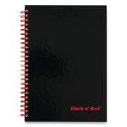 Black n' Red Hardcover Business Notebook - 70 Sheets - Twin Wirebound - Ruled Front Ruling x 9.9" Width x 7" Length - Black/Red Cover - Bleed Resistant, Ink Resistant, Hard Cover, Perforated, Foldable - 1 Each