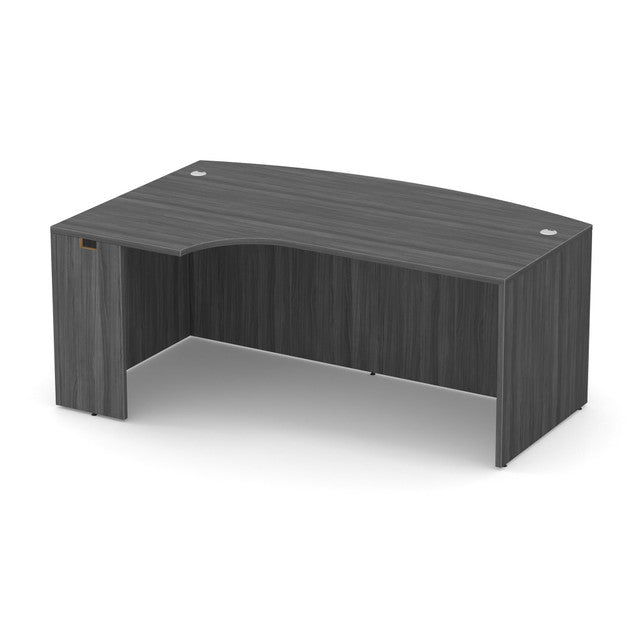 OfficeSource Laminate 71" Bow Front Desk Shell with Left Corner Extension - Coastal Gray