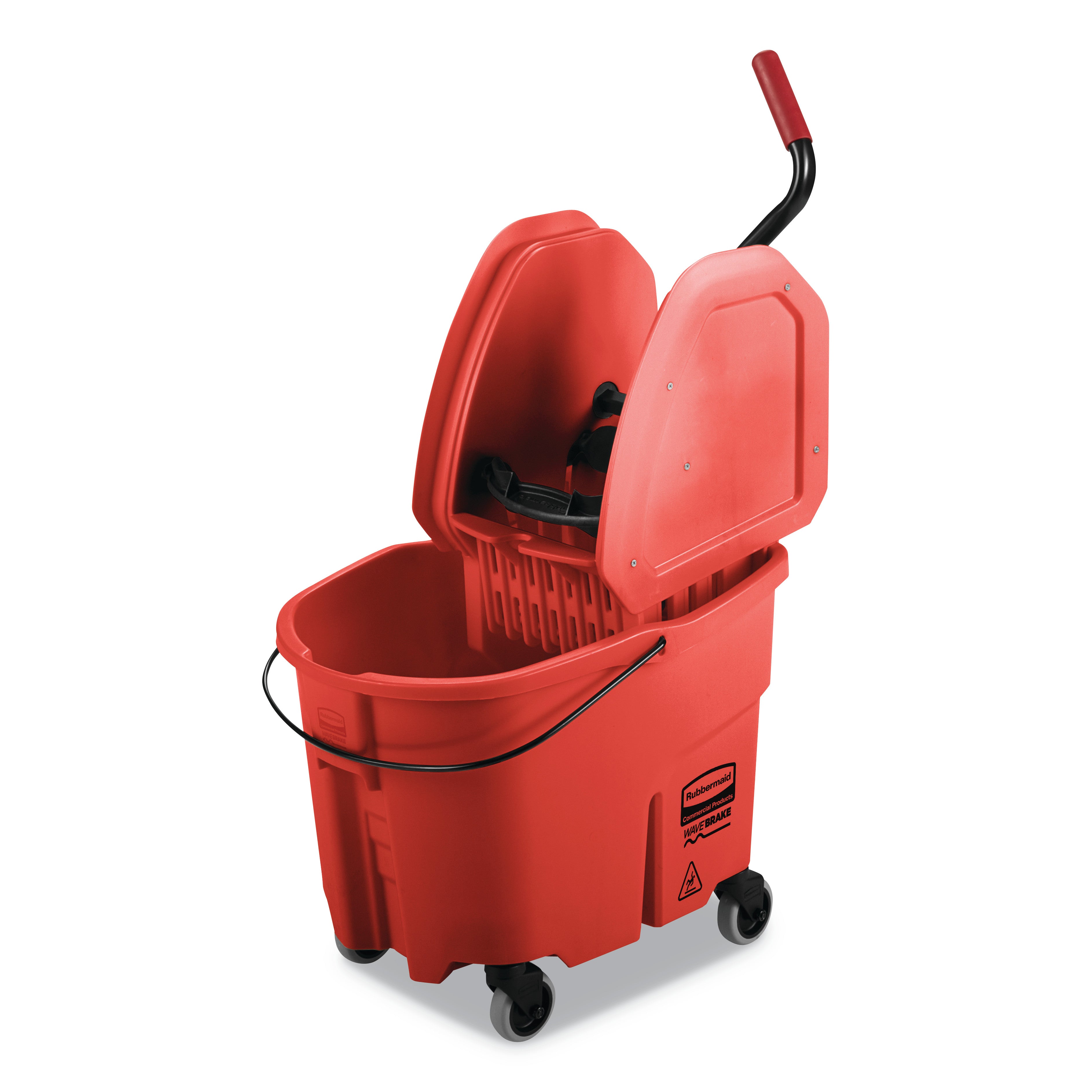 WaveBrake 2.0 Bucket/Wringer Combos, Down-Press, 35 qt, Plastic, Red