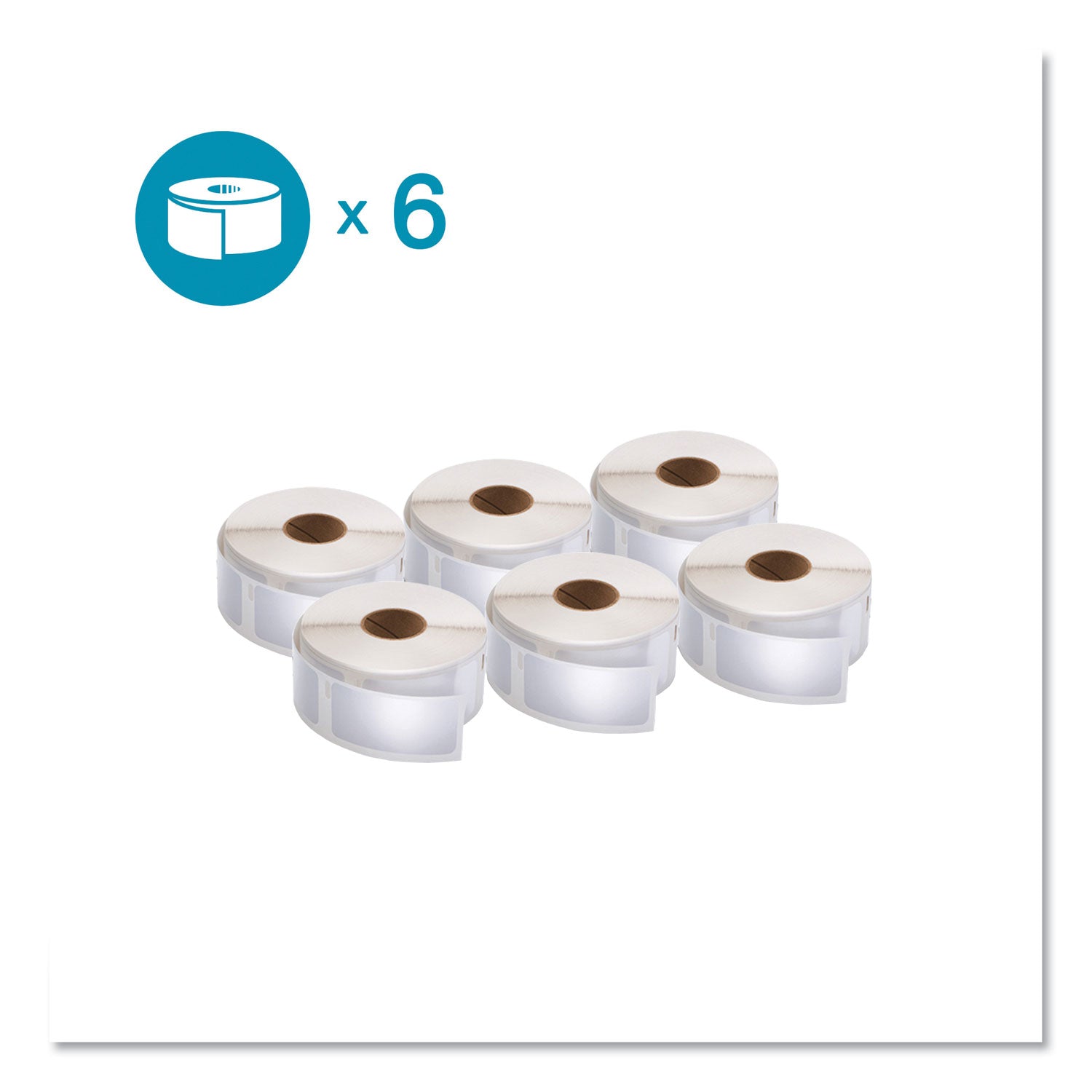 Dymo LabelWriter Labels - 1" Height x 2 1/8" Width - Roll - Rectangle - White - 500 / Roll - 6 / Pack