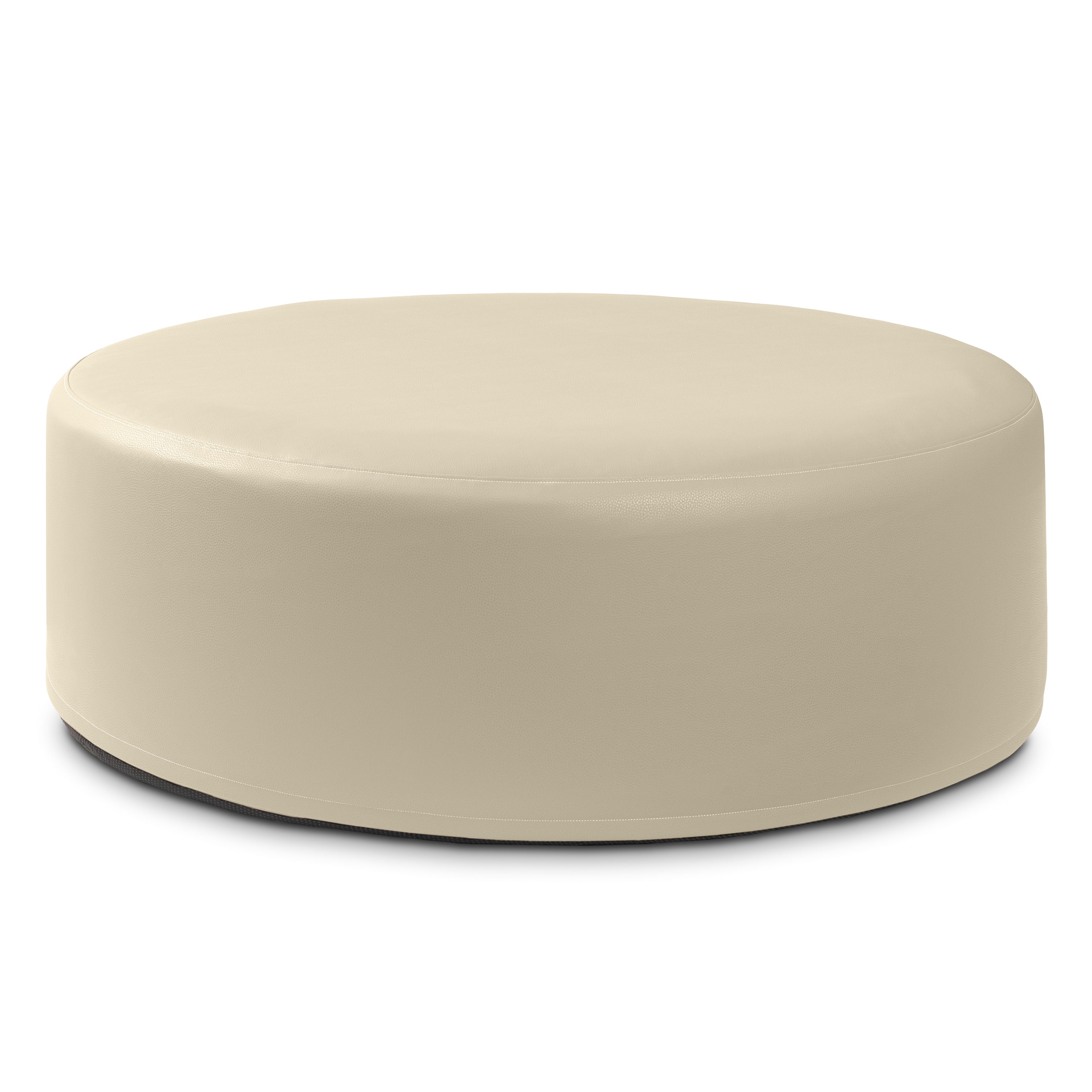 Jaxx Candler Round Couch Ottoman – Oversized Giant Coffee Table Ottoman - Versatile Firm Foam Construction - Kid Safe with Removable Cover, 44”, Premium Faux Leather, Natural