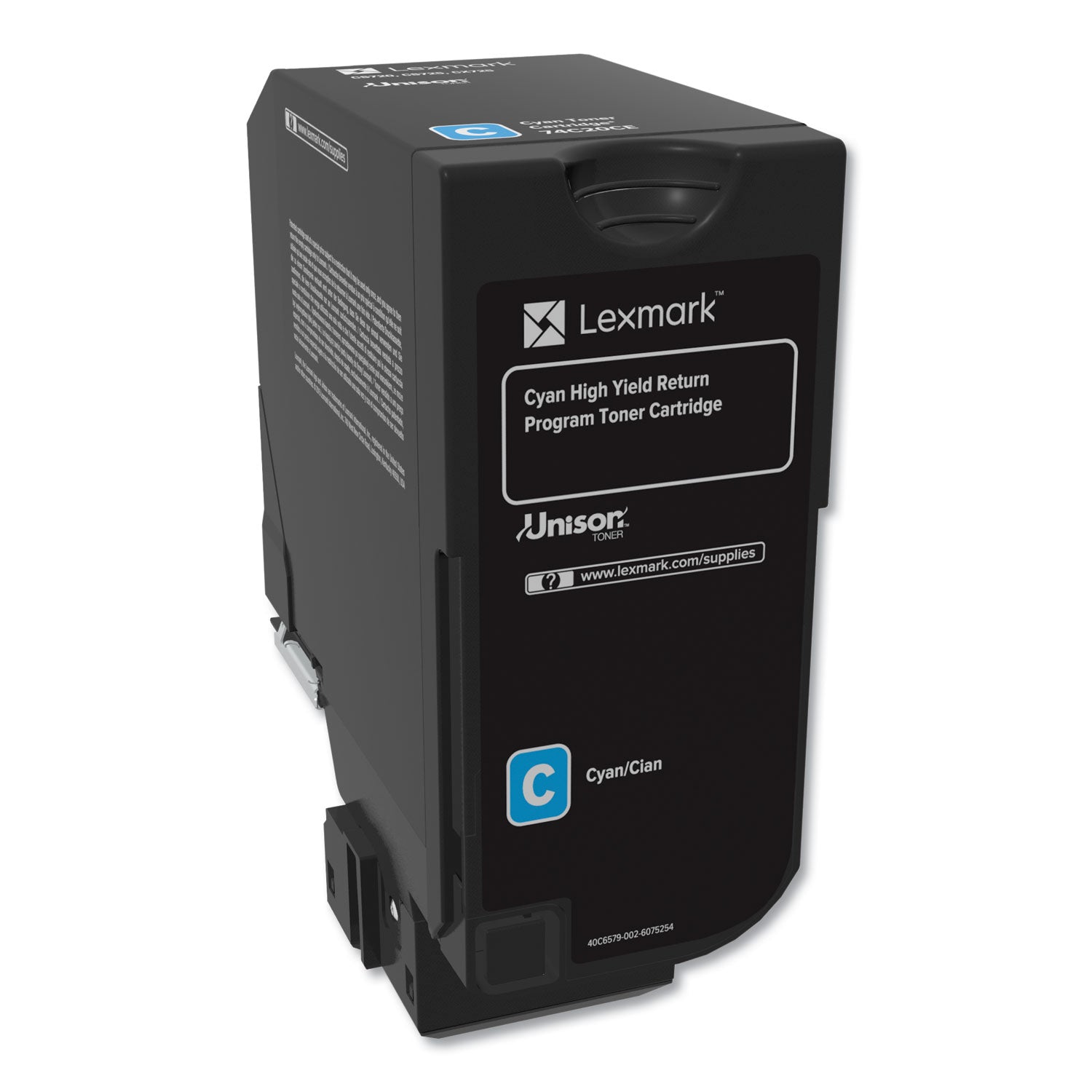 Lexmark Unison Original High Yield Laser Toner Cartridge, Cyan, 1 Each, 12,000 Page Yield