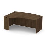 OfficeSource Laminate 71" Bow Front Desk Shell with Left Corner Extension - Modern Walnut