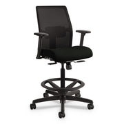 HON Ignition 2.0 Sitting Stool, Low Back, Mesh Back, Vinyl Seat, Adjustable Arms, Black, 1 Each