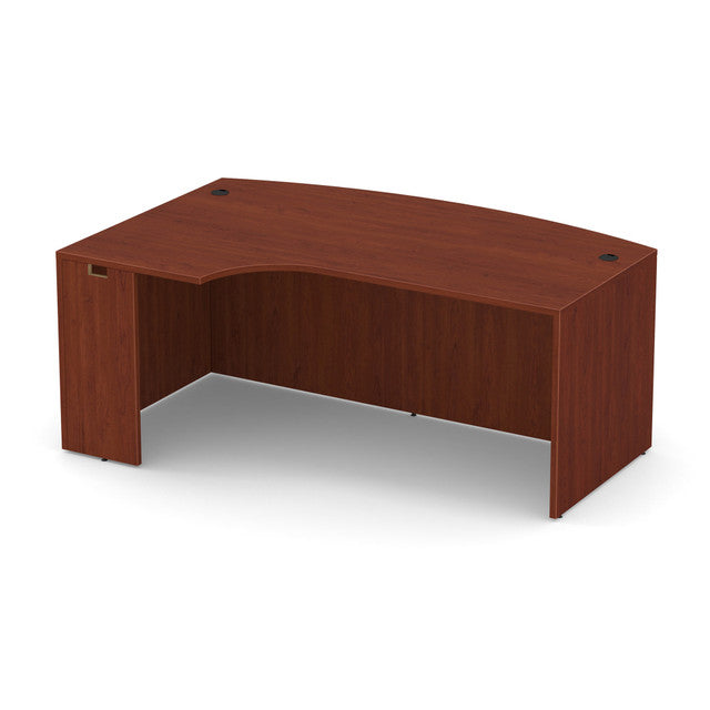 OfficeSource Laminate 71" Bow Front Desk Shell with Left Corner Extension - Cherry