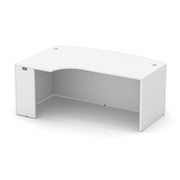 OfficeSource Laminate 71" Bow Front Desk Shell with Left Corner Extension - White