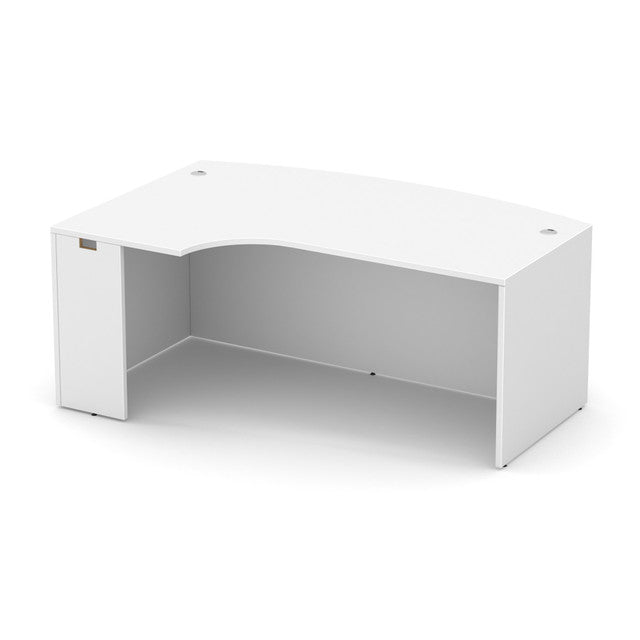 OfficeSource Laminate 71" Bow Front Desk Shell with Left Corner Extension - White