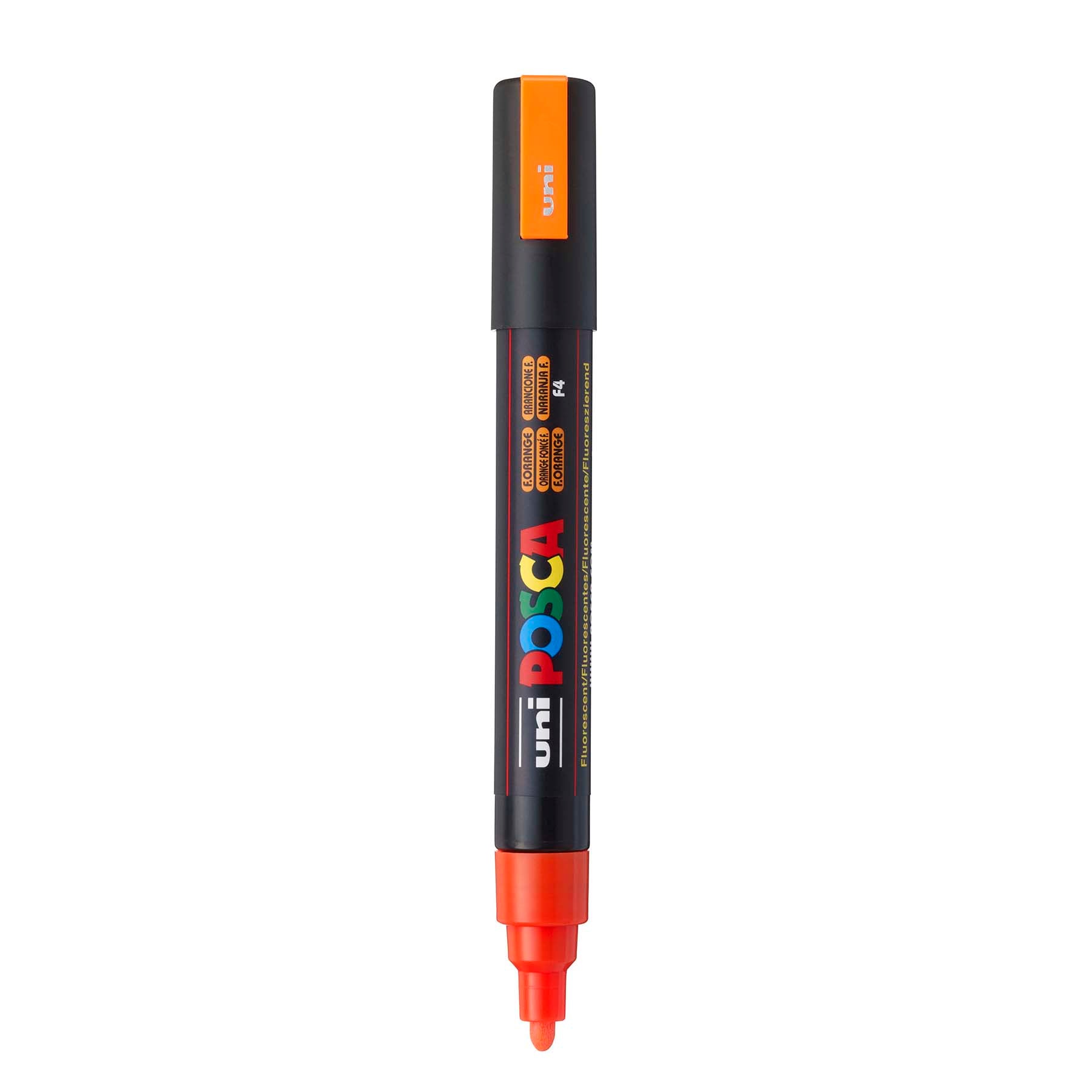 uni® POSCA PC-5M Water-Based Paint Markers, Reversible Medium Tip (1.8-2.5mm), Fluorescent Orange