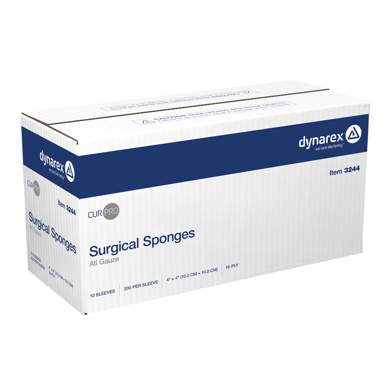 Surgical Gauze Sponge, 4" x 4" 16 Ply - 200 pcs per Box/10 Boxes per Case