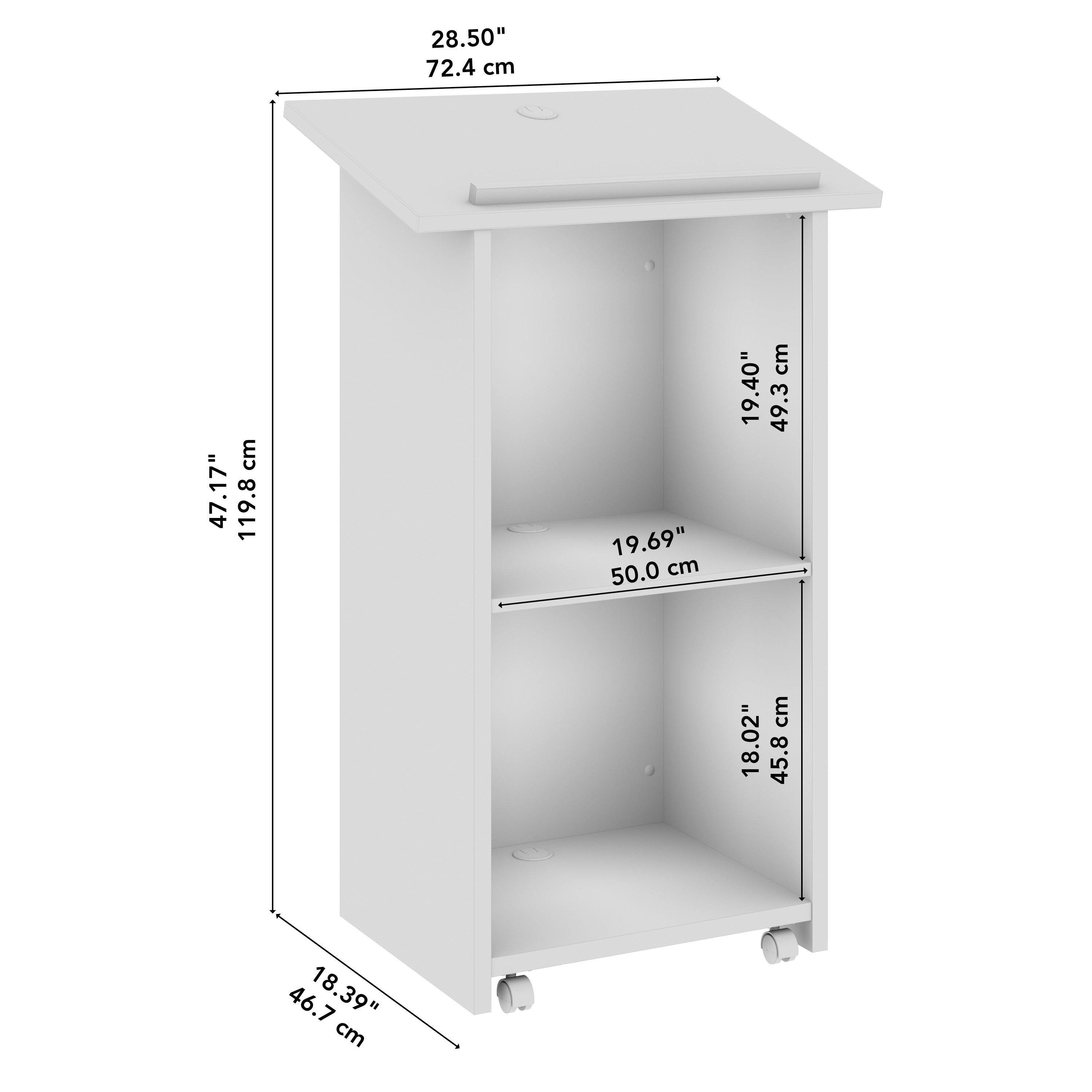 Bush Business Furniture Envision Stand Up Lectern in White - 28.5" Width x 18.39" Depth x 47.17" Height