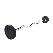 Rubber Coated Fixed Curl Barbell, 30Lb