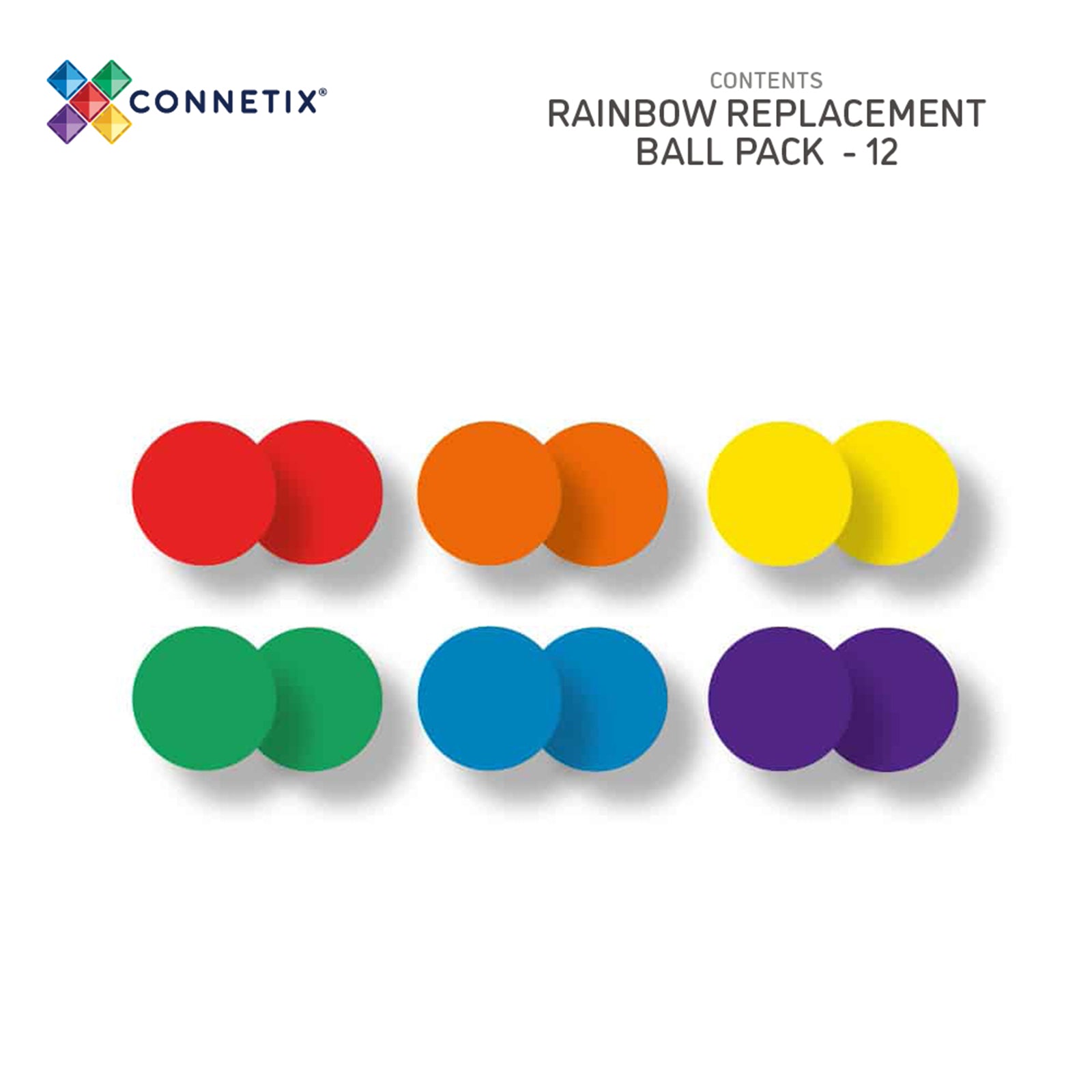 Magnetic Tiles Rainbow Ball Pack, 12 Pieces