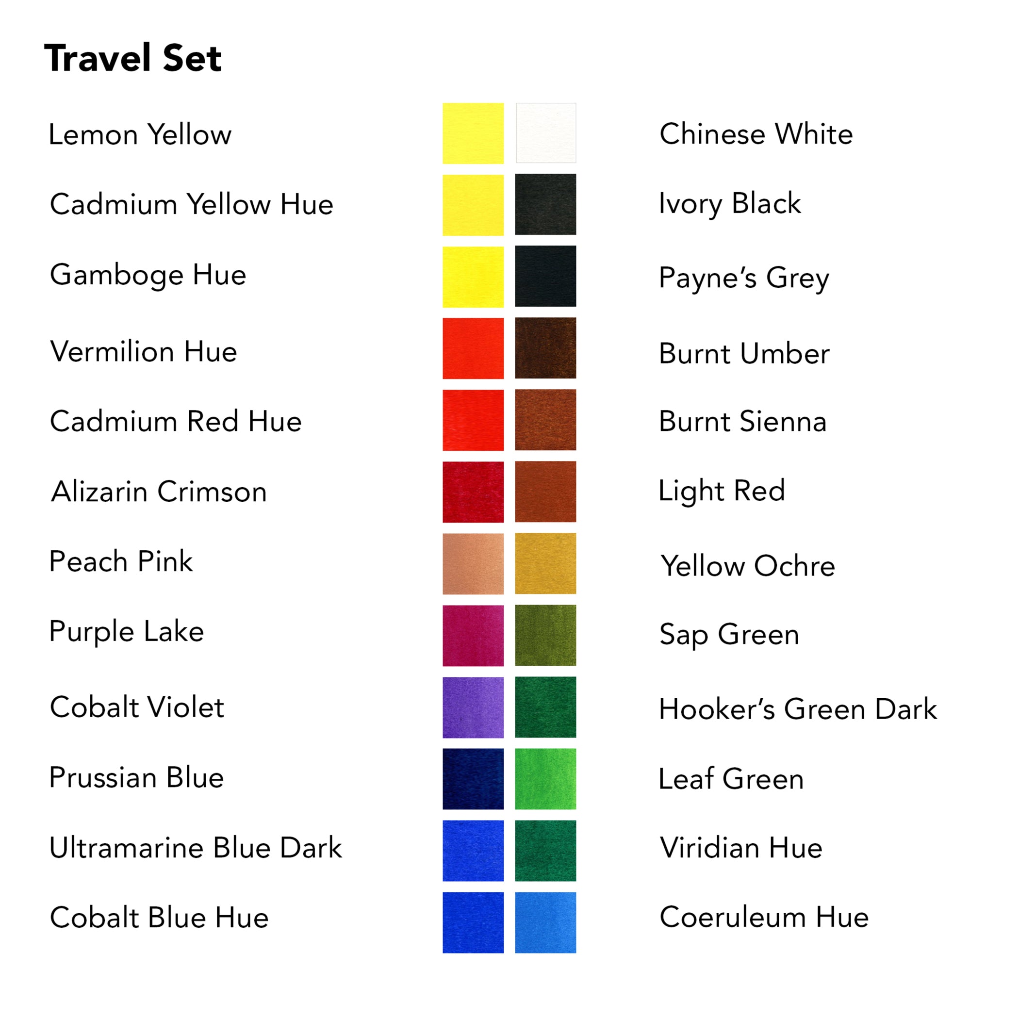Aquafine Watercolor Paint Half Pan Travel Set, Assorted Colors, 24 Pieces