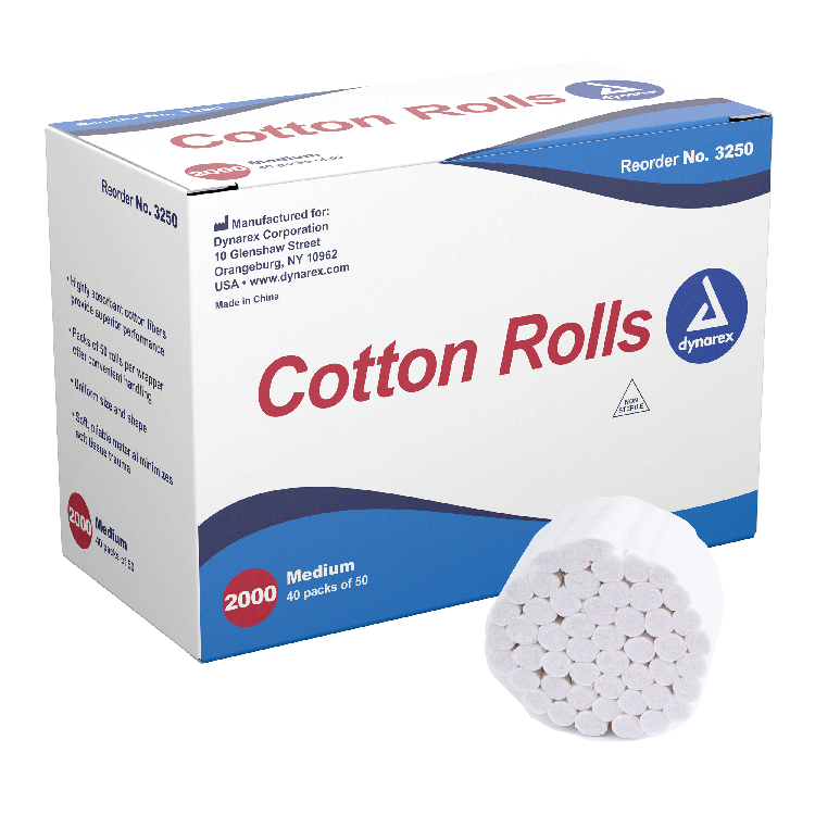 Cotton Rolls, #2, Medium - 2000 pcs per Box/10 Boxes per Case