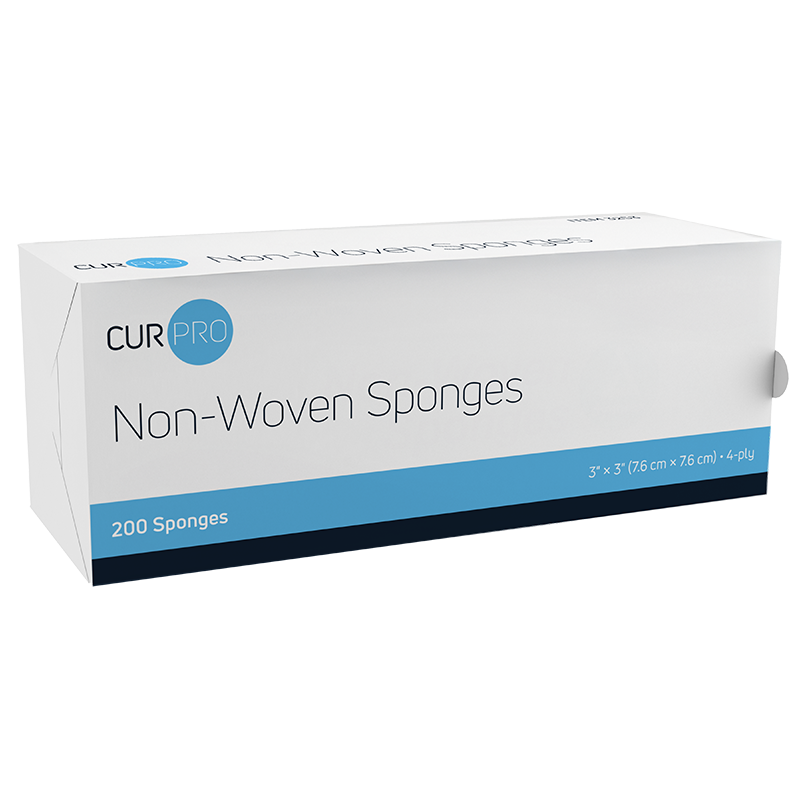 Non-Woven Sponge, 3" x 3" 4 Ply - 200 sleeves per Box/20 Boxes per Case
