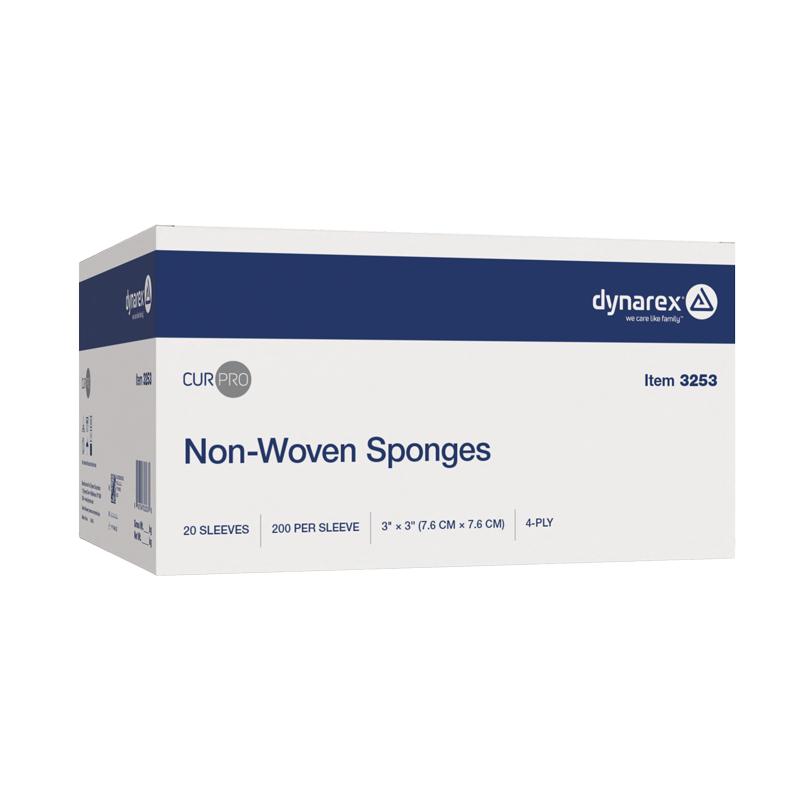 Non-Woven Sponge, 3" x 3" 4 Ply - 200 sleeves per Box/20 Boxes per Case