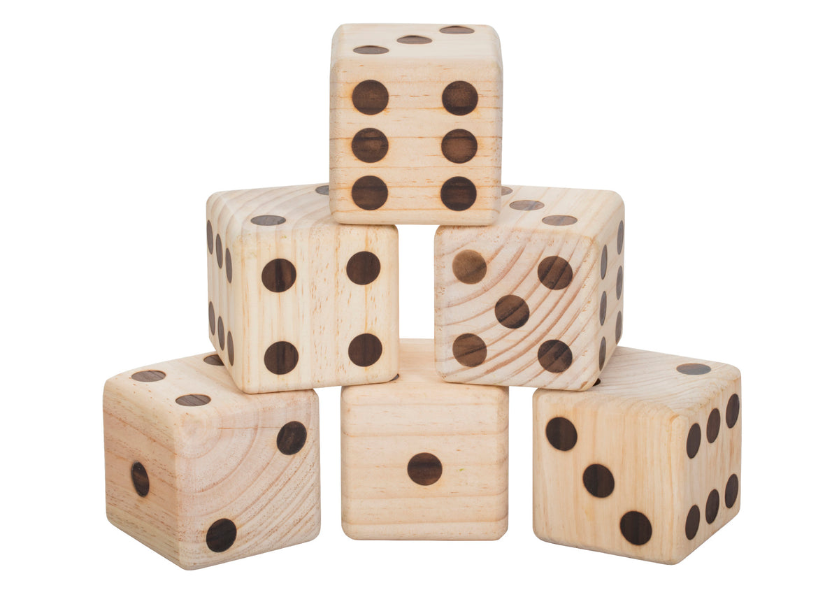 Triumph Extra-Large 3.5  Outdoor Wooden Lawn Dice Set Includes Six Dice and Carry Bag