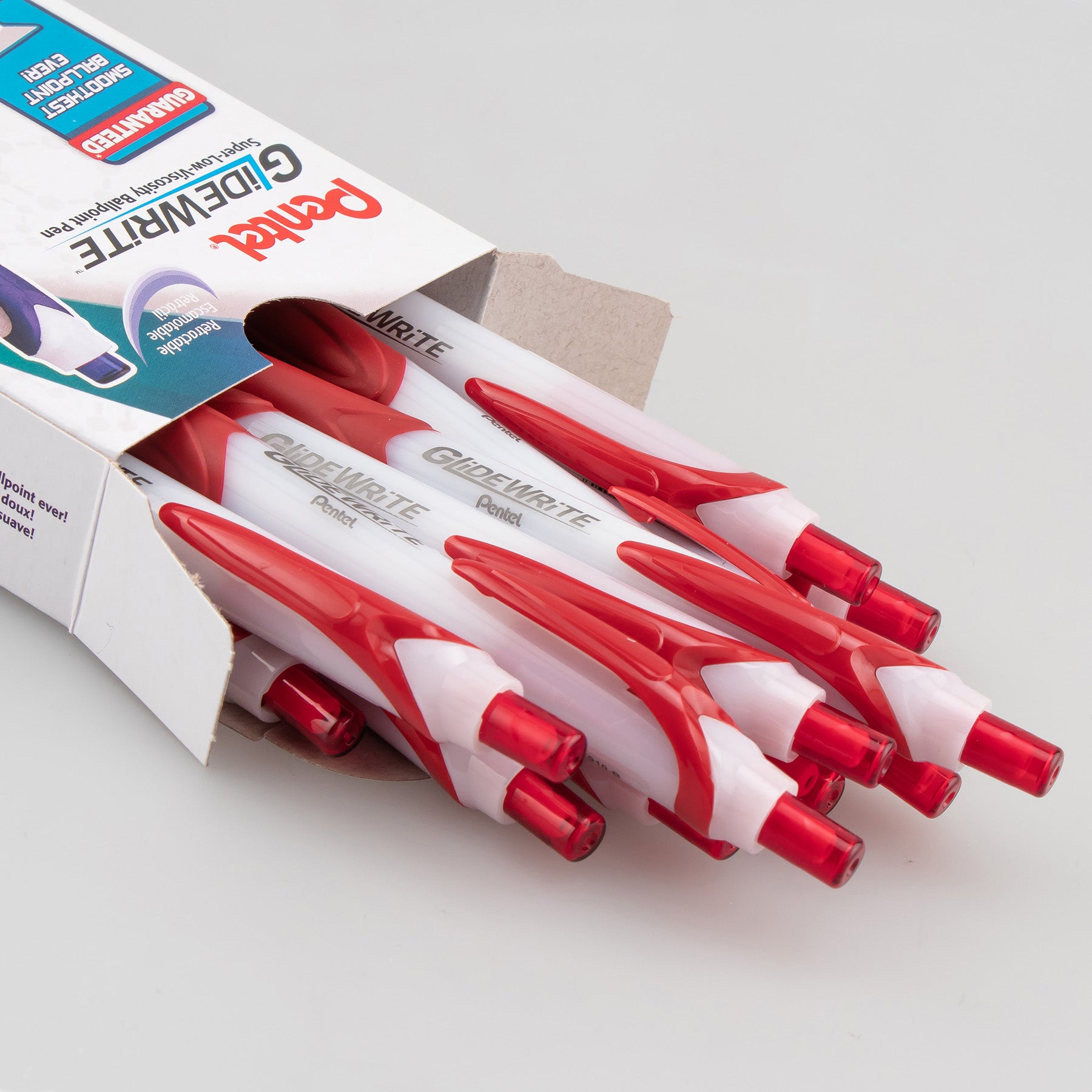 GlideWrite Ballpoint Pen with TechniFlo Ink, (1.0mm) Medium Line, Red, 1 Dozen