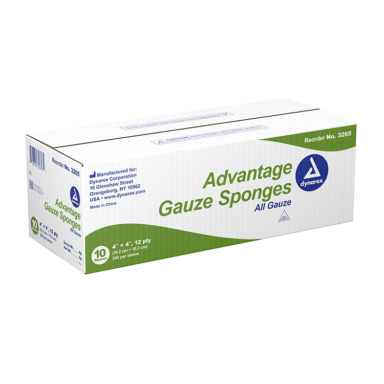 Advantage Surgical Sponges, 4" x 4" 12 Ply - 200 pcs per Box/10 Boxes per Case